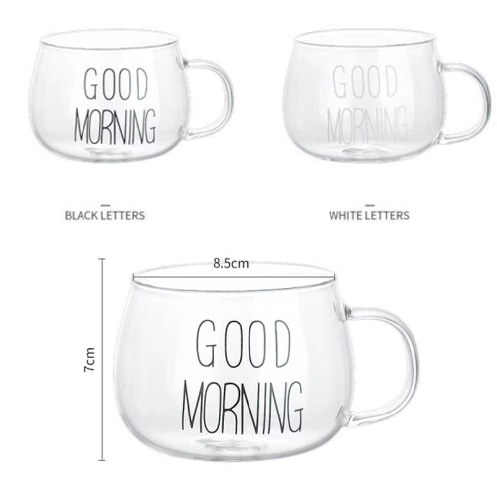 Tasse en verre créative transparente avec lettre imprimée