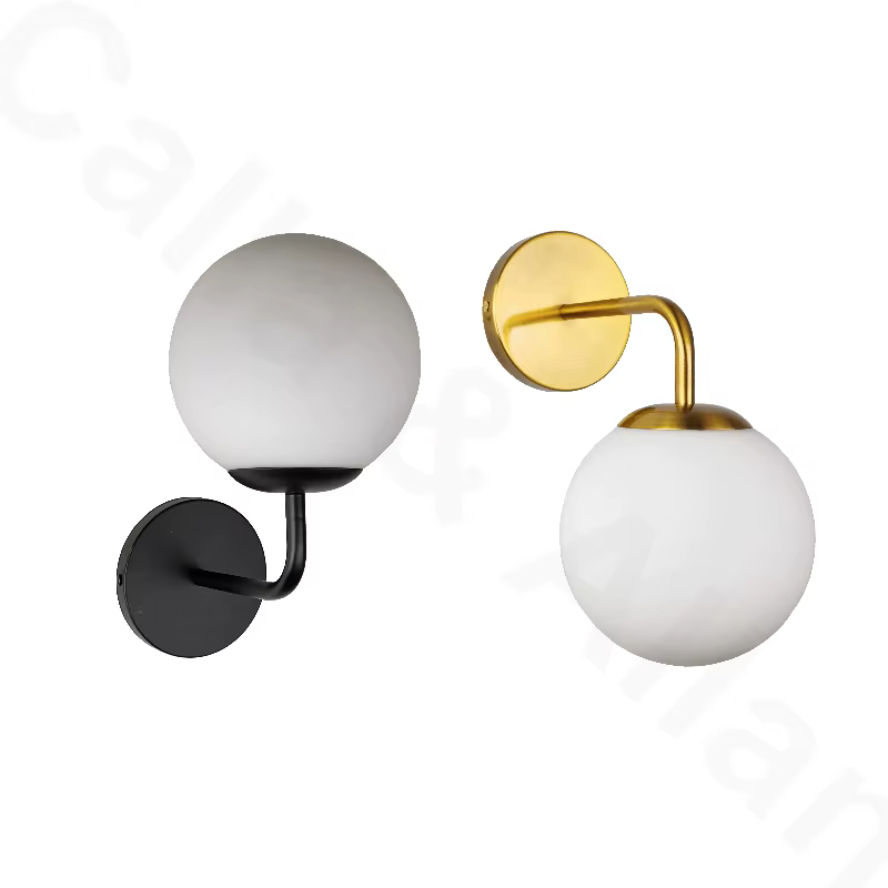 Applique murale LED minimaliste avec abat-jour en verre sphérique de 150 mm, idéale pour salon, chambre à coucher, chevet, hôtel, style américain et européen