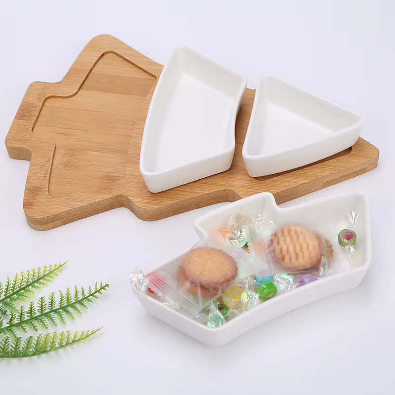 Ensemble d'assiettes à dessert en porcelaine pour arbre de Noël