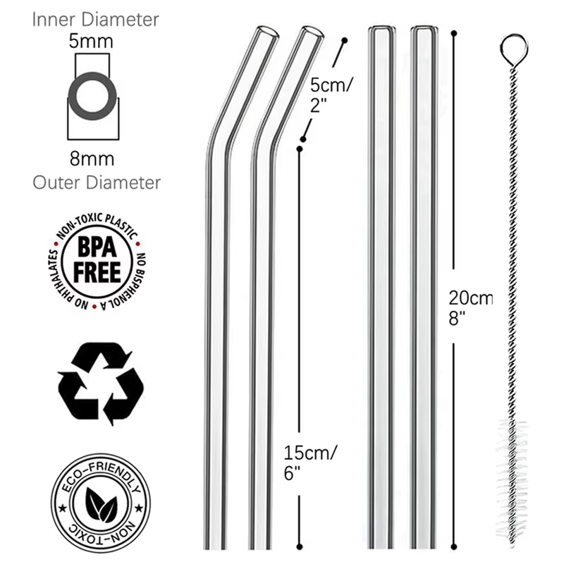 Pailles en verre réutilisables de 8mm