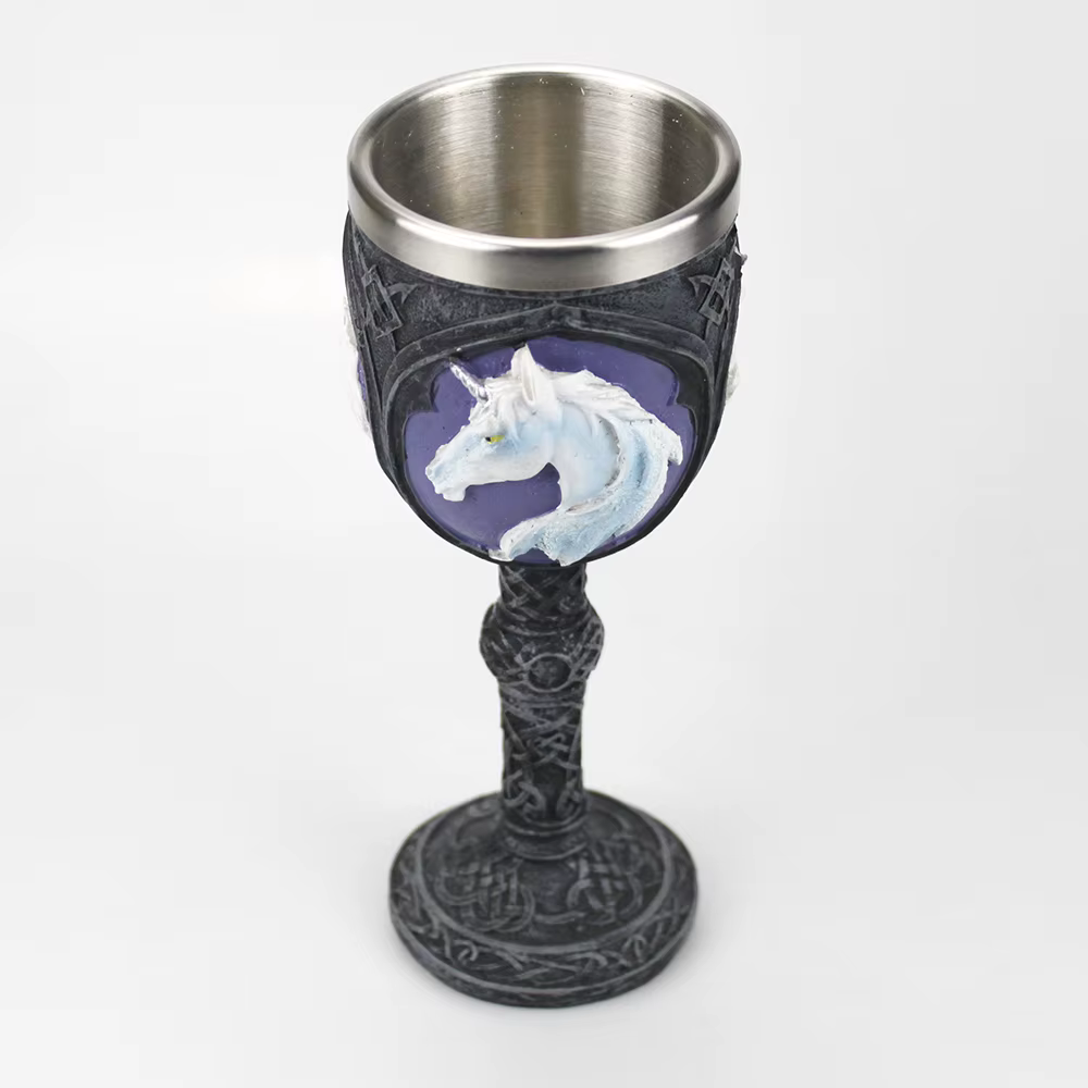 Verre à vin gothique Style contient crâne de chèvre Viking Dragon griffe doigt métal et résine