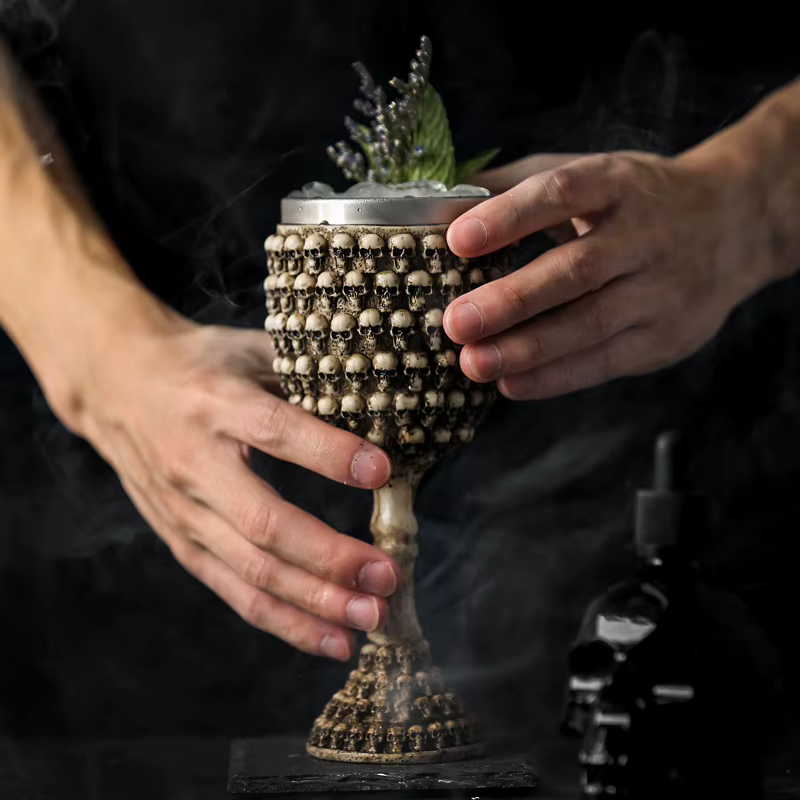 Horrible résine acier inoxydable crâne gobelet rétro griffe verre à vin gothique verres à Cocktail loup whisky tasse fête Bar Drinkware