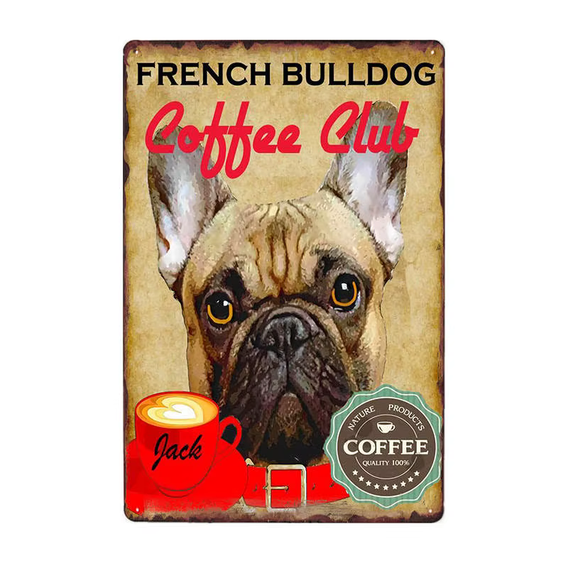 Plaque en métal vintage 18 signes café