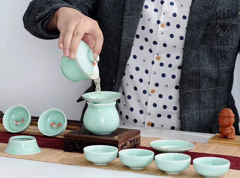 3 bols à thé céladon Gaiwan