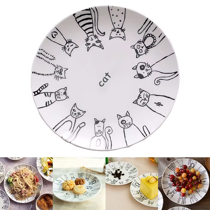 Assiette en céramique chat mignon