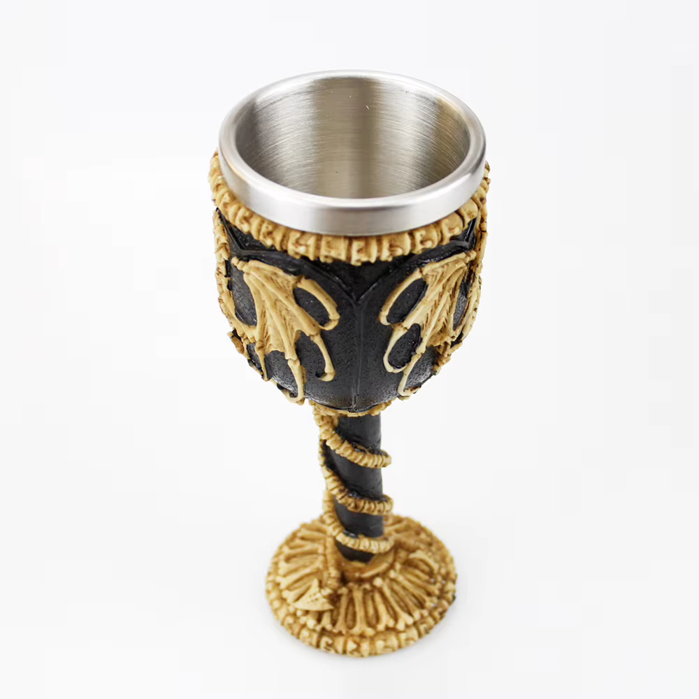 Gobelet gothique 3D Viking en acier inoxydable, crâne en résine, gobelet à vin, griffe de Dragon, squelette de colonne vertébrale, tasse à whisky, verre à vin pour Halloween