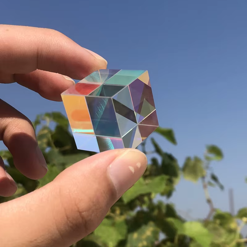 Prisme x-cube en verre dichroïque, 20x20x17mm, couleur photographique, cadeau, faisceau optique, lumière combinée