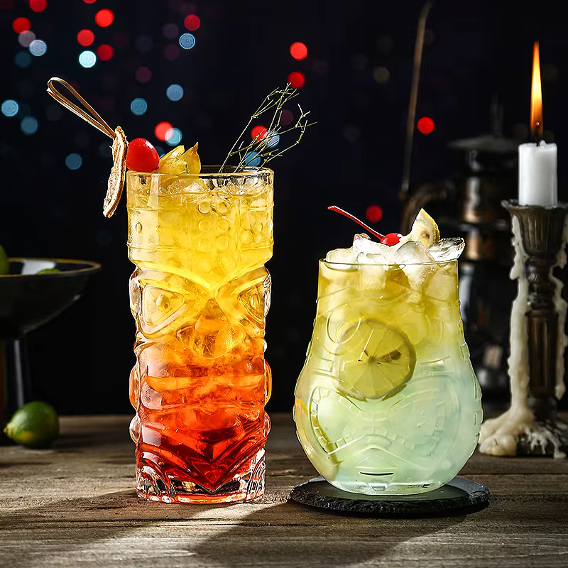 Tasse Tiki en verre Bar moderne Tiki refroidisseur gobelets transparents