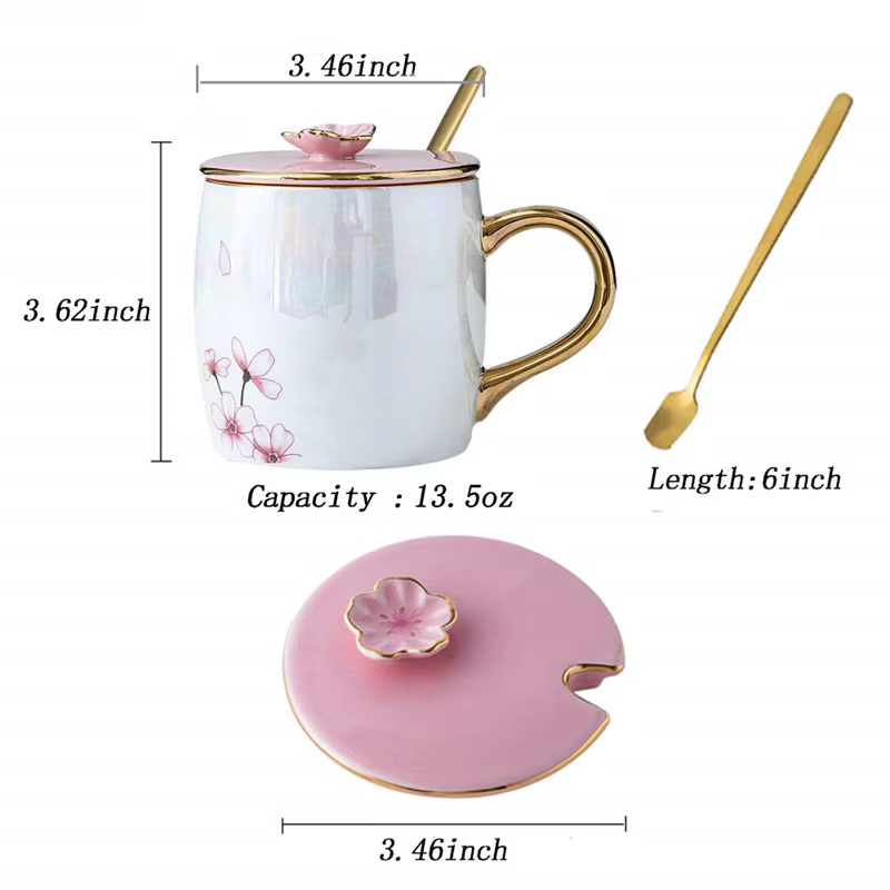 Tasses en céramique sans fleur avec couvercle