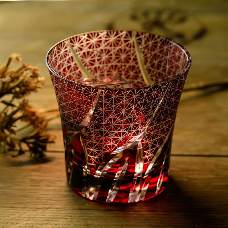 Verres à whisky japonais CHAMVIN Limited Edo Kiriko Ayaka en verre taillé à la main