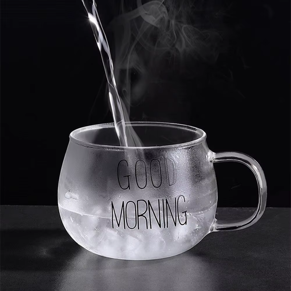 Tasse en verre créative transparente avec lettre imprimée