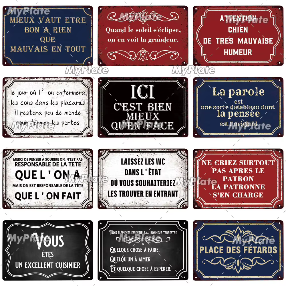 [MyPlate] signe en métal français Plaque Vintage