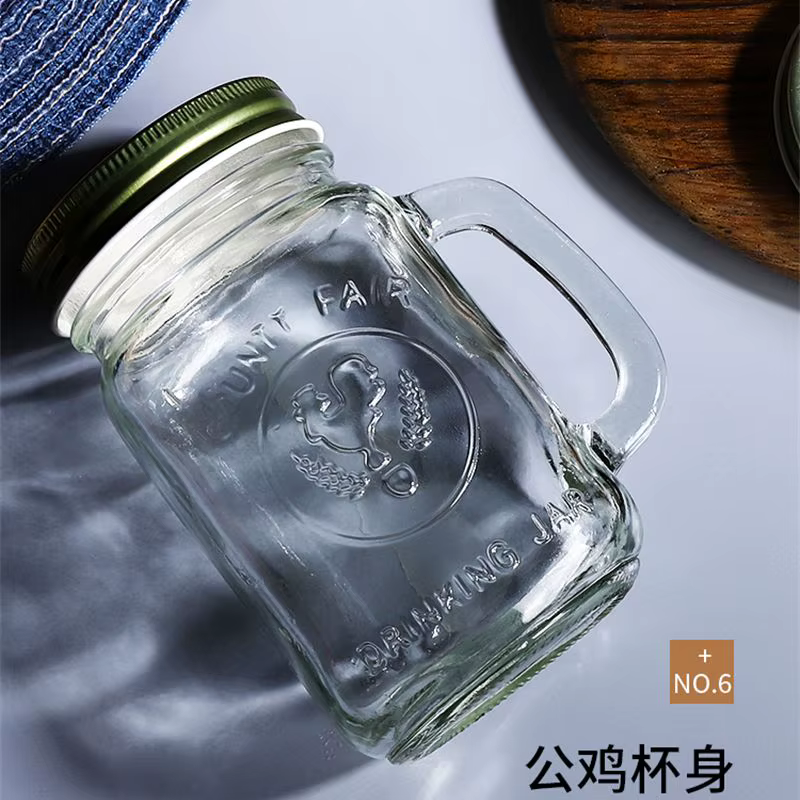 Pot à boire en verre transparent avec couvercle