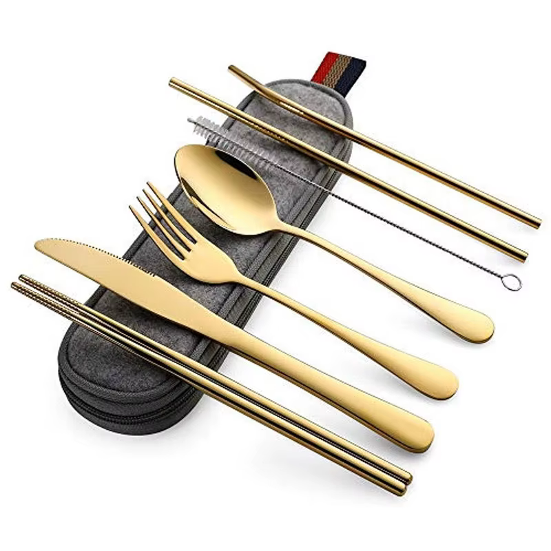 Ensemble de couverts de voyage réutilisables