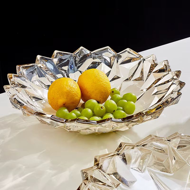 Assiette de fruits en cristal de verre