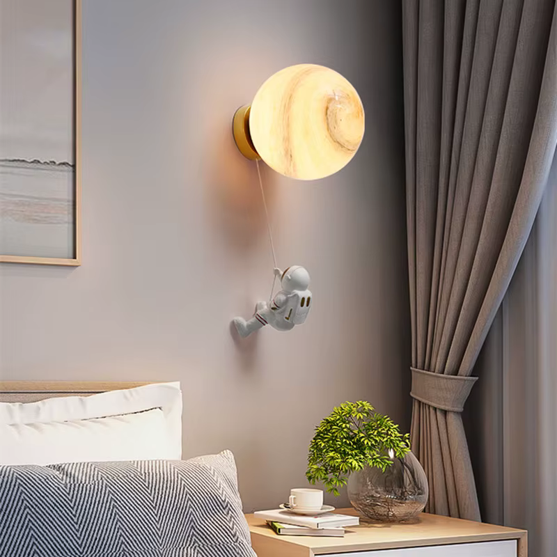 Applique Murale Moderne en Boule de Verre, Lampe Astronome Lunaire pour Salon, Éclairage LED Décoratif pour Chambre d'Enfant Fille et Garçon