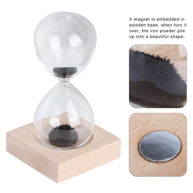 Sablier de sable en verre magnétique avec base pour la décoration de la maison