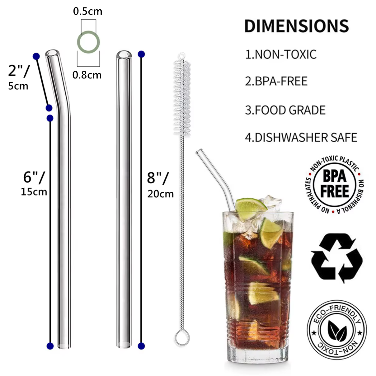 Pailles en verre réutilisables