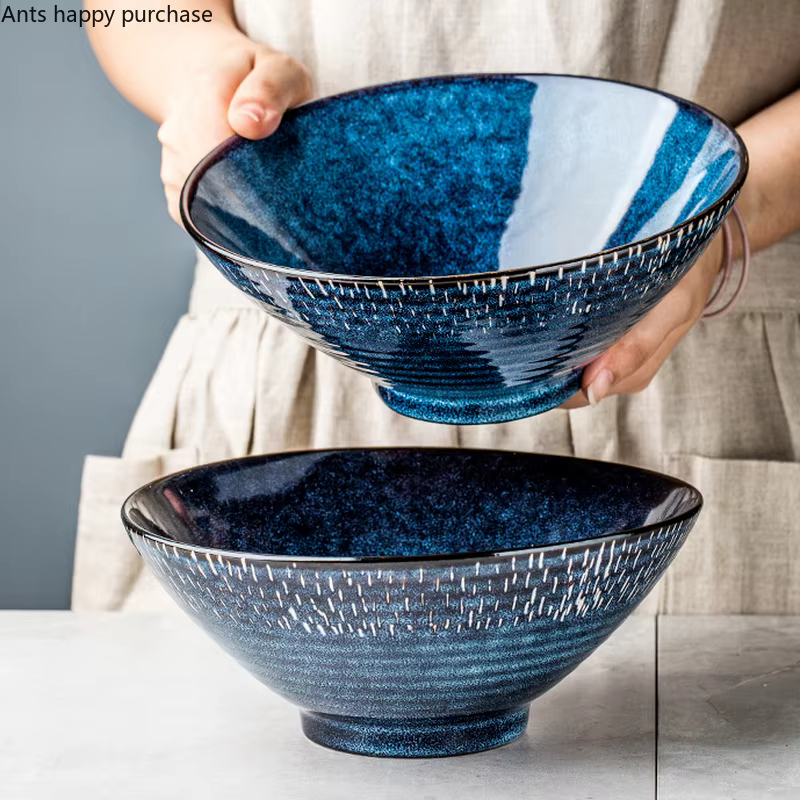 Grand Filles à Soupe en Céramique Bleue