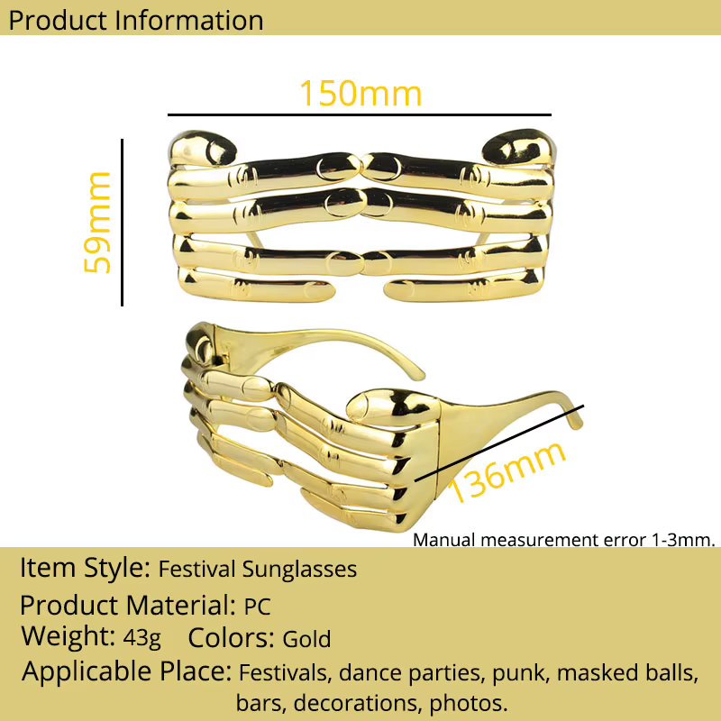 Lunettes One Piece Gold Fingers pour femmes, Festival Points, Cosplay, Bar de fête, Mode extraordinaire