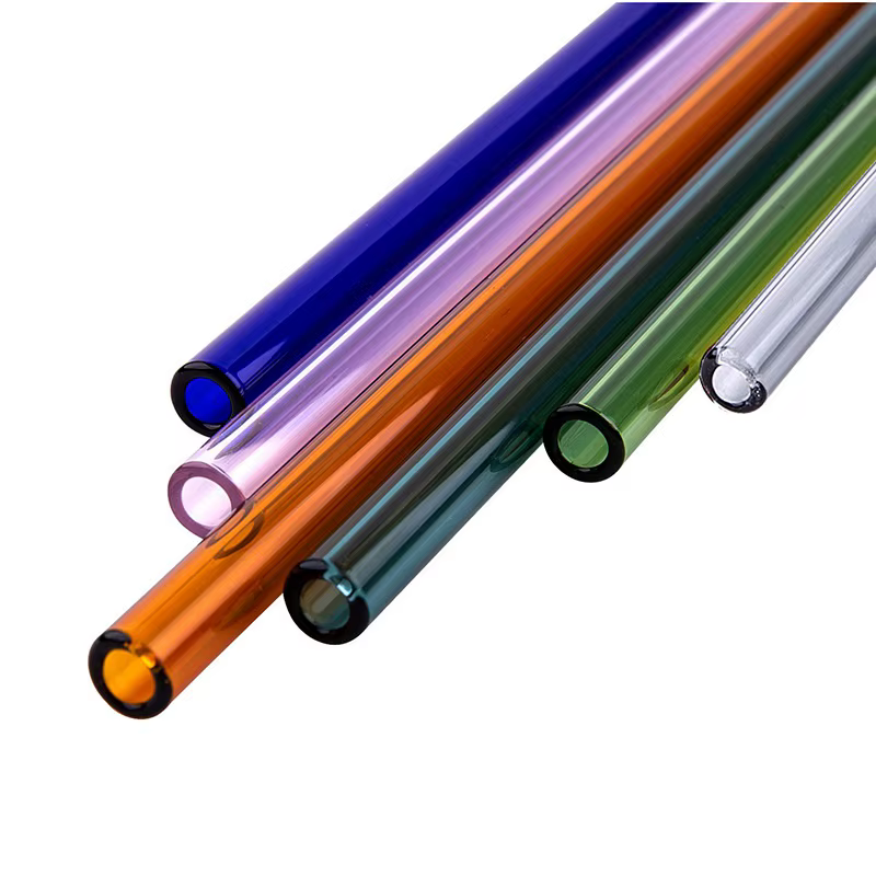 Pailles droites en verre fin coloré