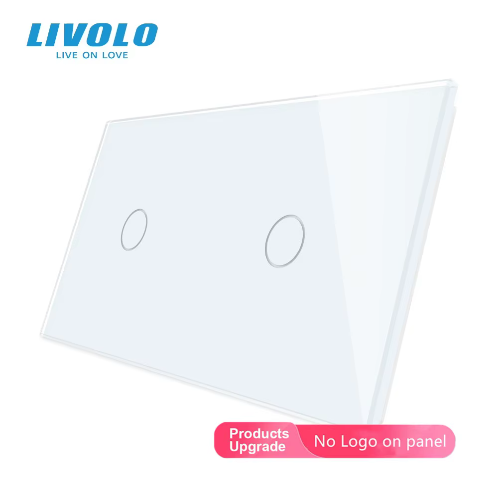 Verre cristal gris nacré de luxe Livolo, 151 mm*80 mm, norme européenne, double panneau en verre, VL-C7-C1/C1-15