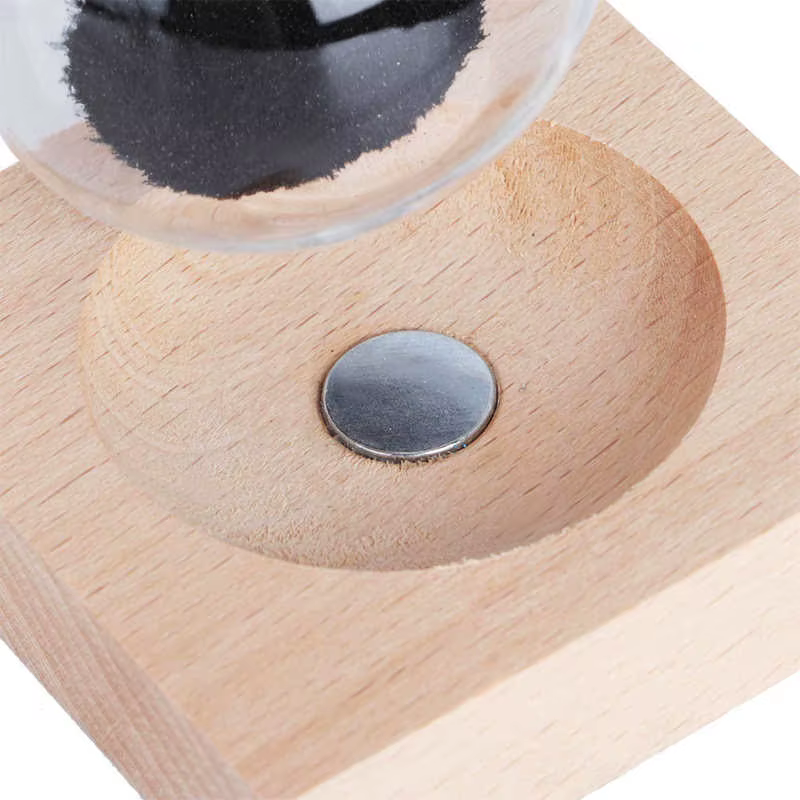 Sablier de sable en verre magnétique avec base pour la décoration de la maison