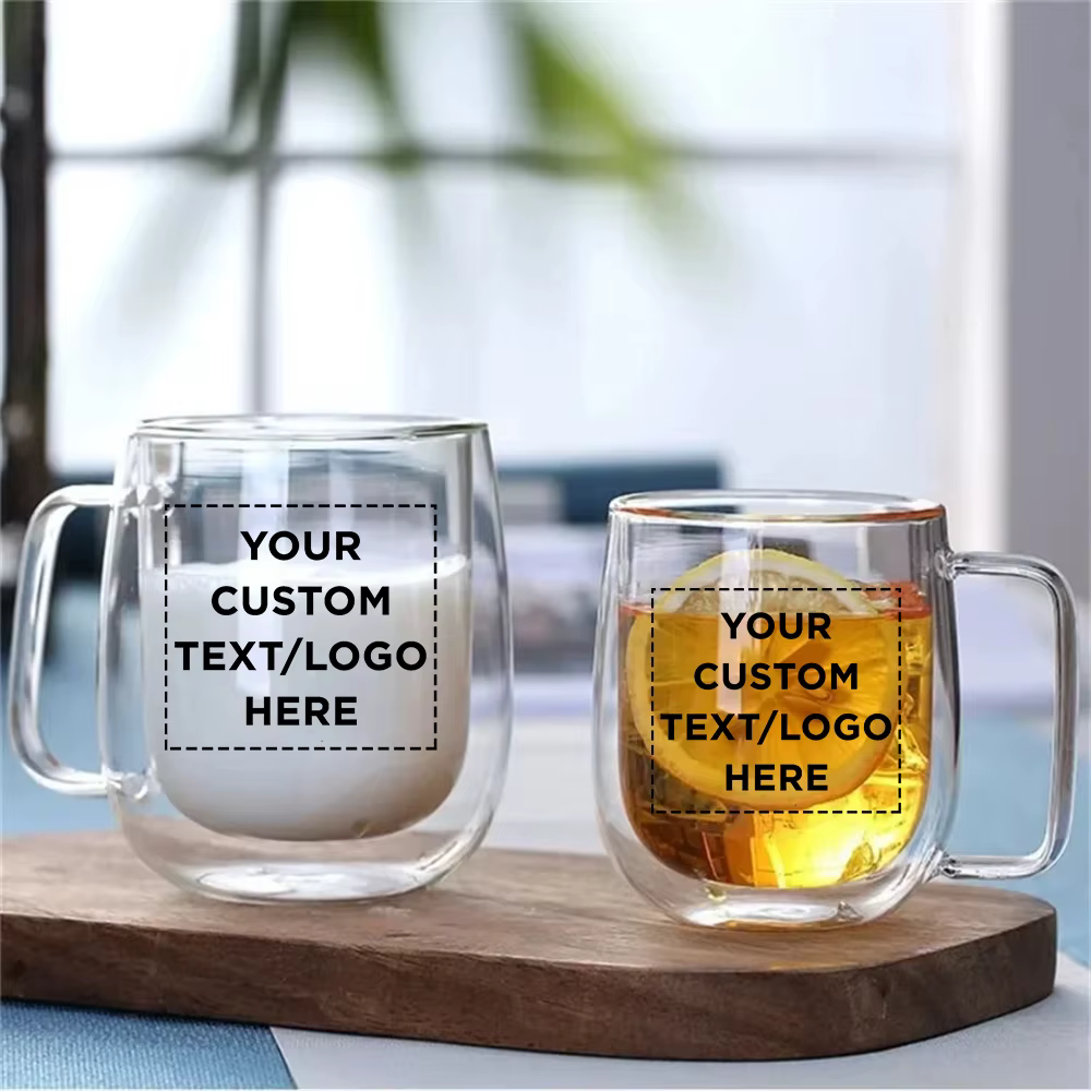 Mug en verre à double paroi personnalisé avec logo