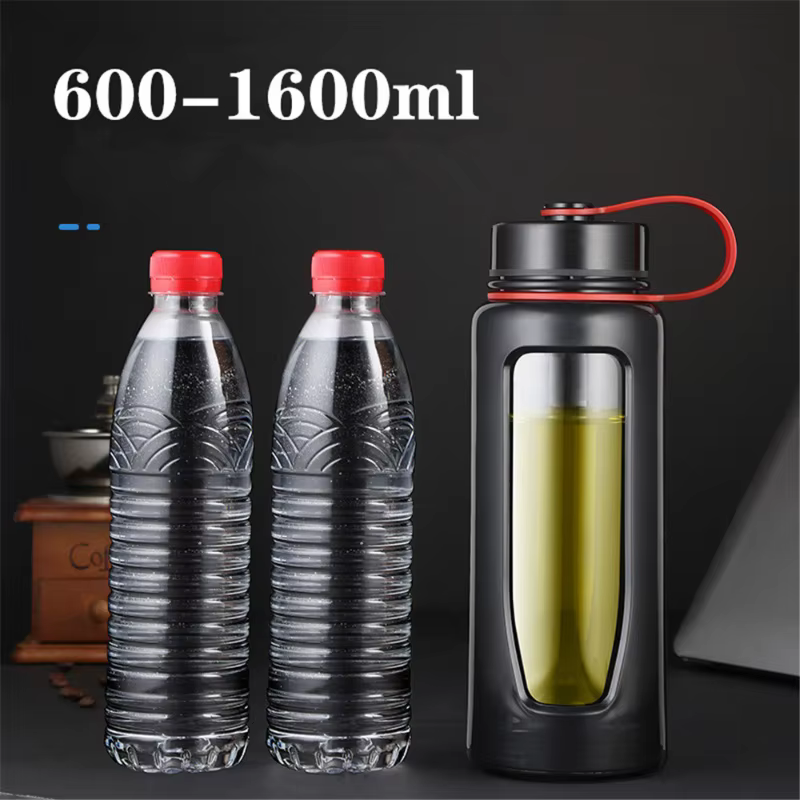 Bouteille d'eau en verre de 1000Ml, Thermos, pour le Sport, à Double fond