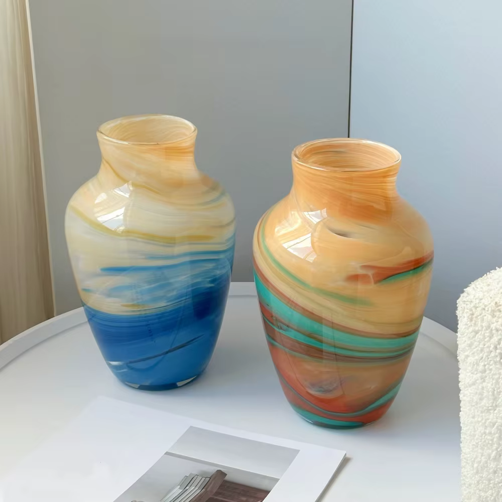 Vase en verre, ornement luxueux et élégant, arrangement floral pour salon, décoration rétro pour la maison, dispositif de culture aquatique artistique