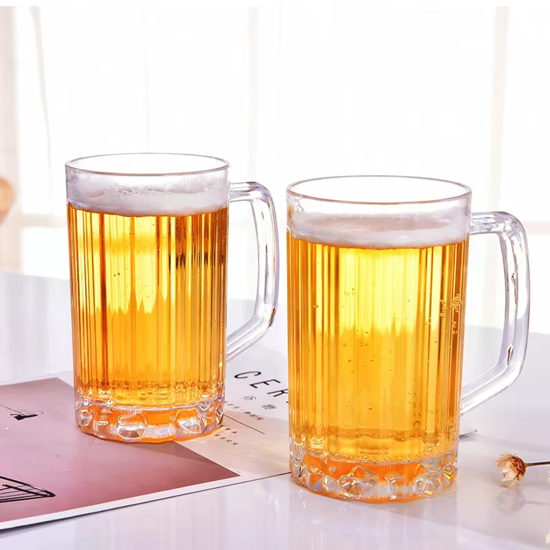 Mug à bière transparent 500 ml en plastique incassable – Idéal pour le petit-déjeuner