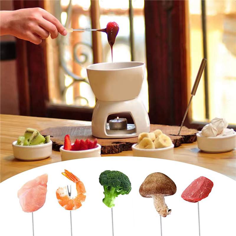 Paquet de 8 fourchettes à Fondue en acier inoxydable