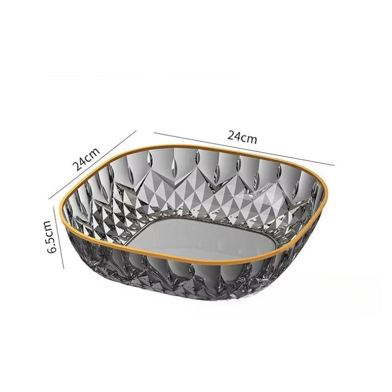Plateau carré transparent en plastique pour fruits