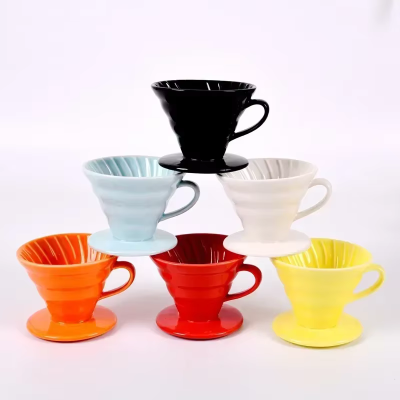 Goutteur de café en céramique style moteur, filtre goutte à goutte, tasse verser en continu sur la cafetière, support séparé pour 1-4 standardisation