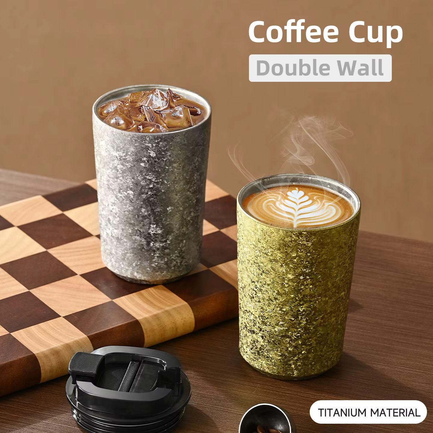 Tasses en titane tasse à café Double paroi Titan Thermos 380ML 12OZ thé bière lait tumblr isolé sous vide termos thermo