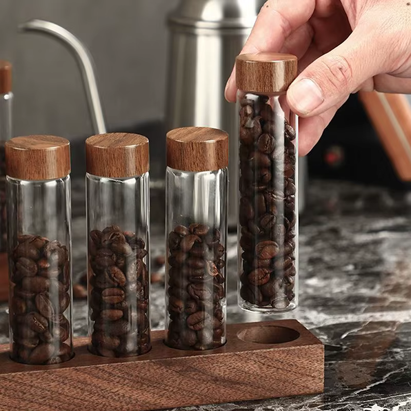 【Peace】Conteneur de stockage pour grains de café en verre avec outil en bois