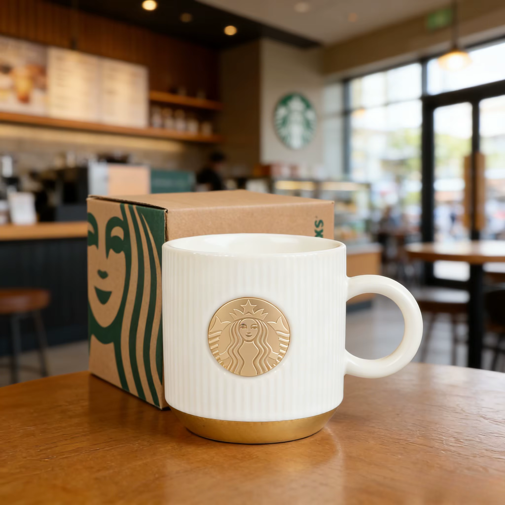 Mug en céramique blanc vintage Starbucks Gold Siren