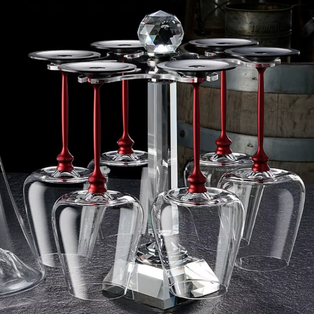 Verres à vin rotatifs uniques en verre transparent