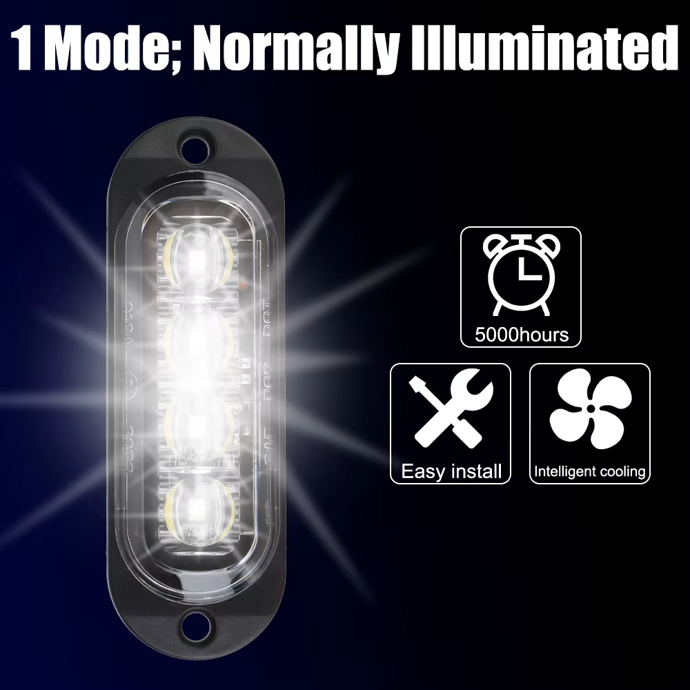Balise de remorque de camion de voiture, feu latéral LED étanche DC 12V 24V 4LED, voyant d'avertissement, feu de position
