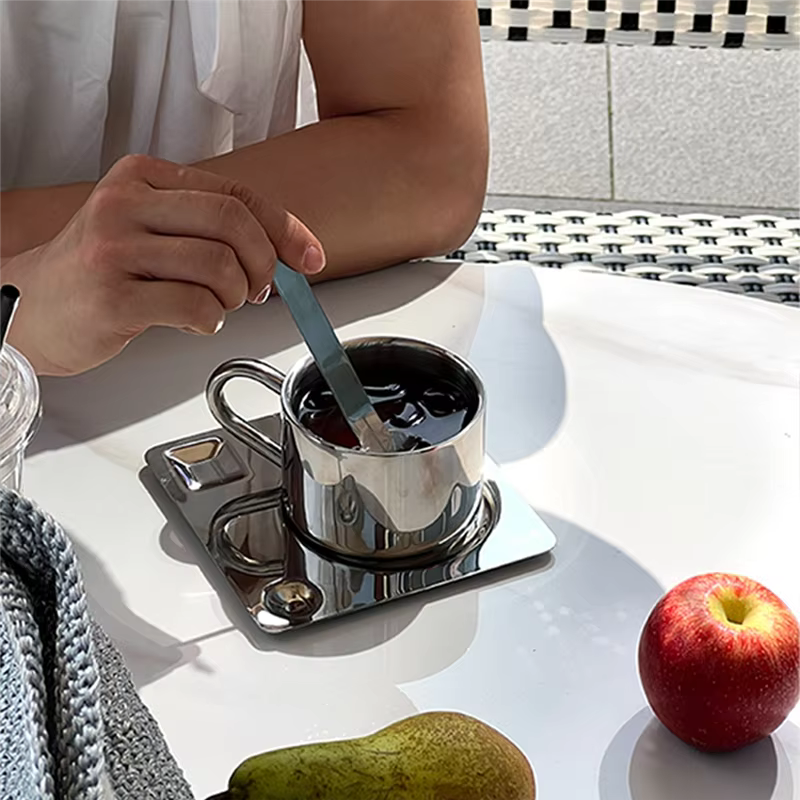 Ensemble de tasses à café avec cuillère napperon cuisine boisson tasse d'eau accessoires de table