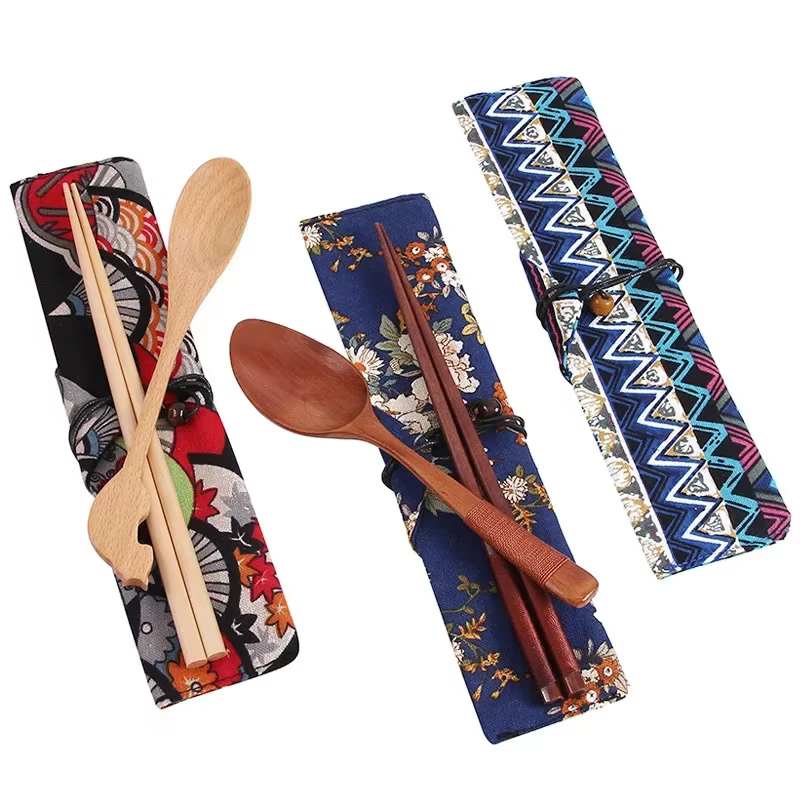 Ensembles de couverts en bois avec cuillère fourchette