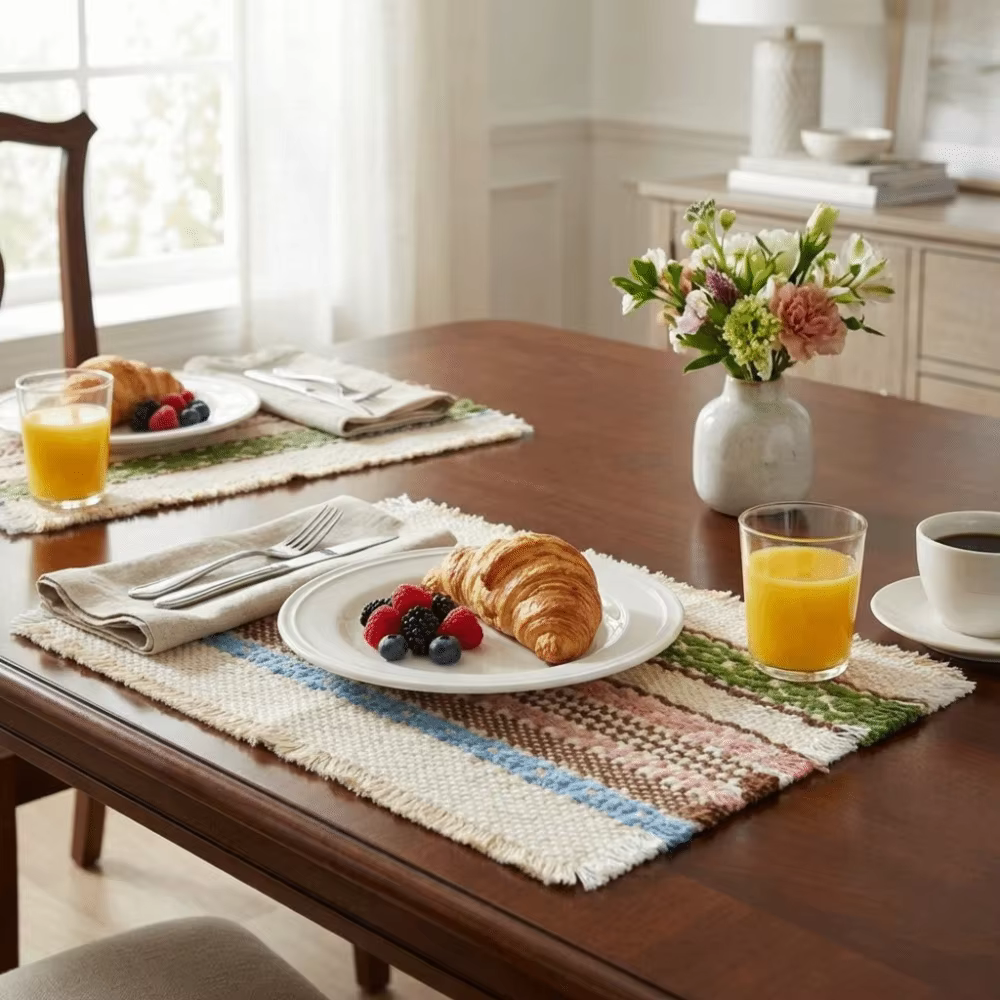 Sets de table en coton et lin tissé résistants à l'usure