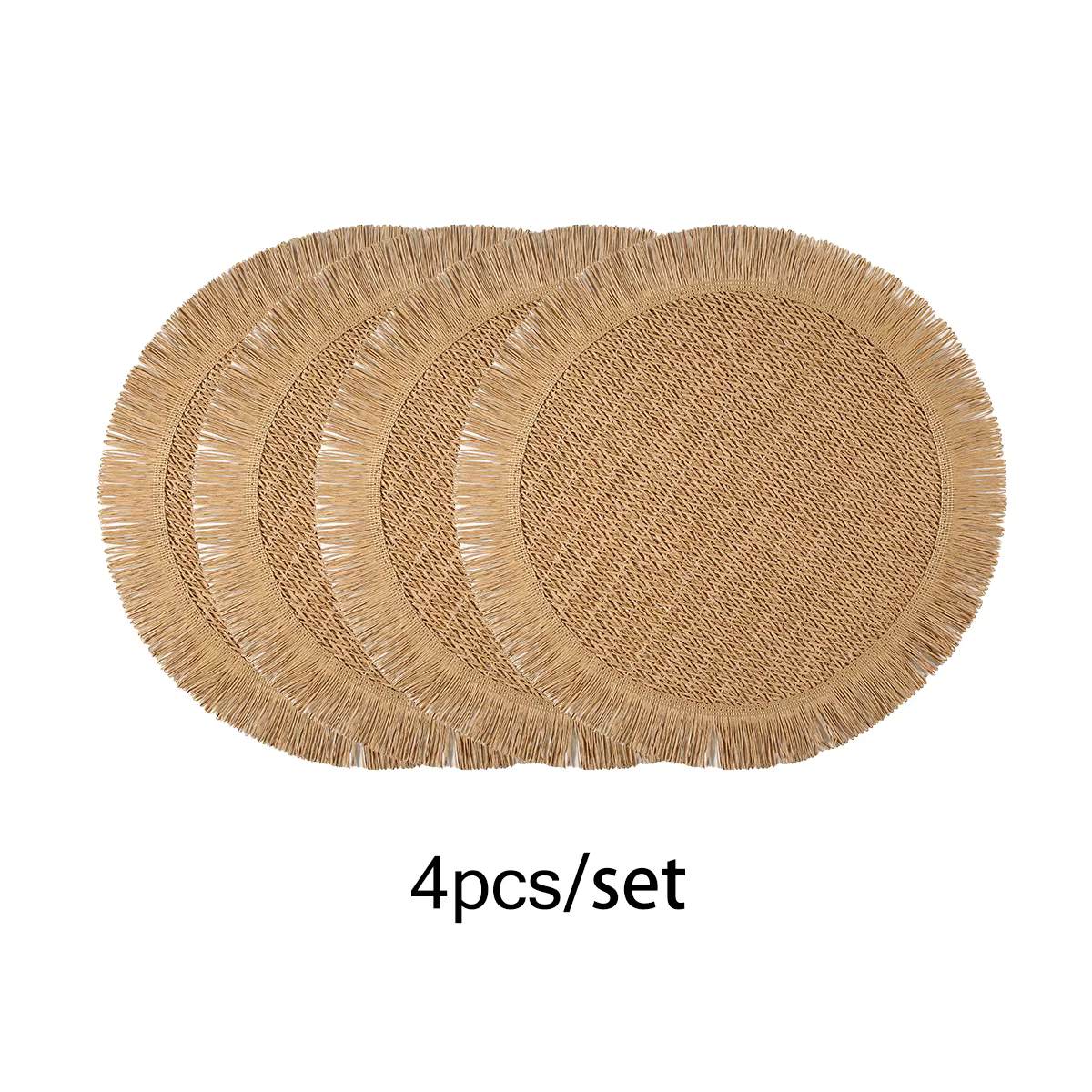 Set de 4 sets de table en papier tissé rond, set de table bohème