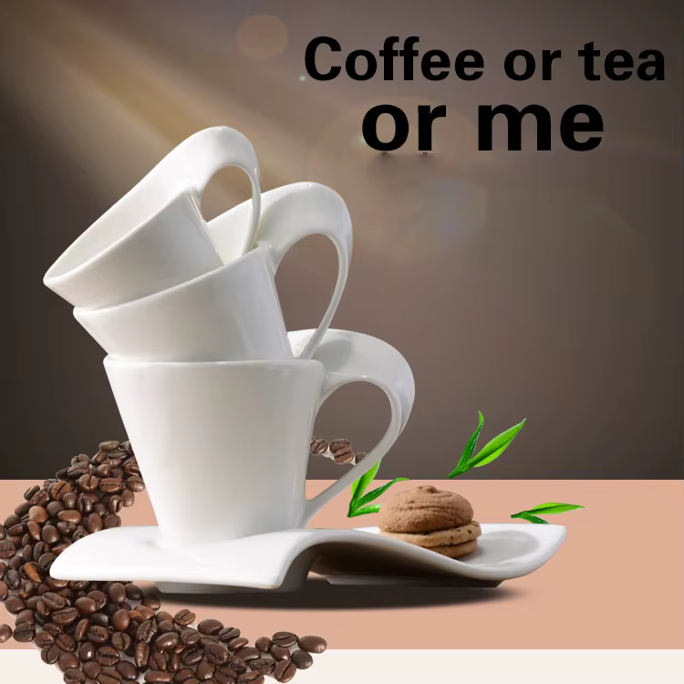 Ensemble de tasses à café et soucoupes en porcelaine ondulée européenne
