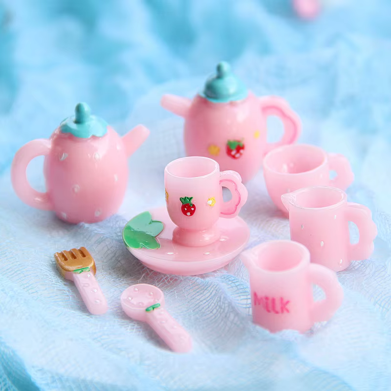 Service à thé miniature rose