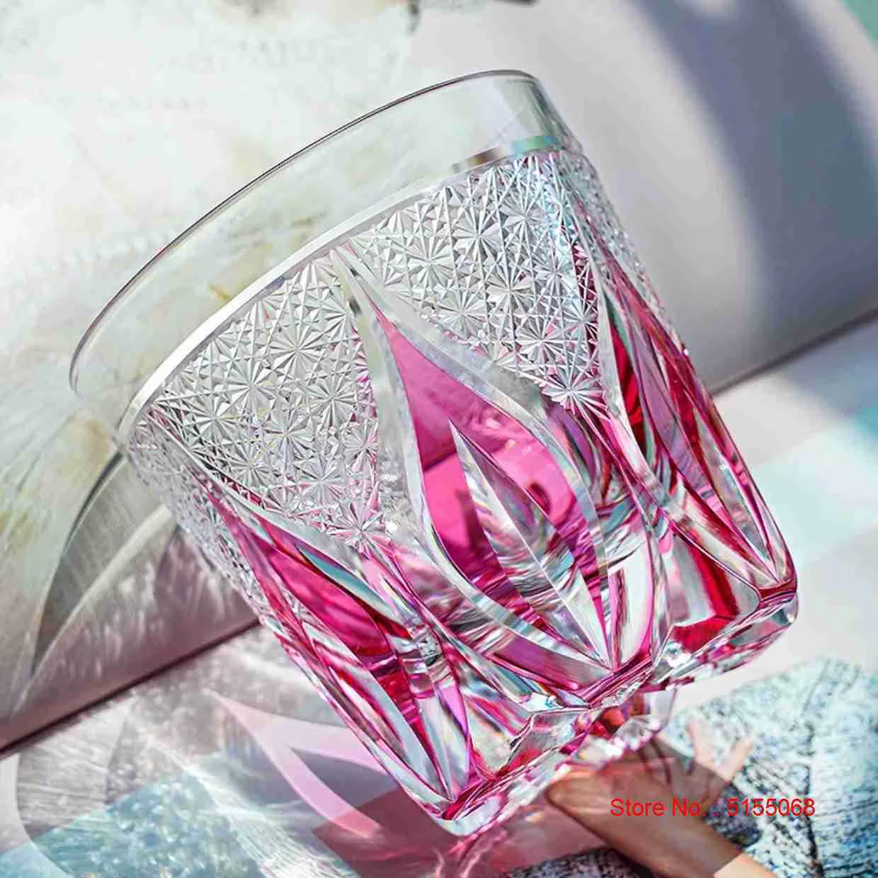 Verre à vin en cristal rose haut de gamme Edo Kiriko