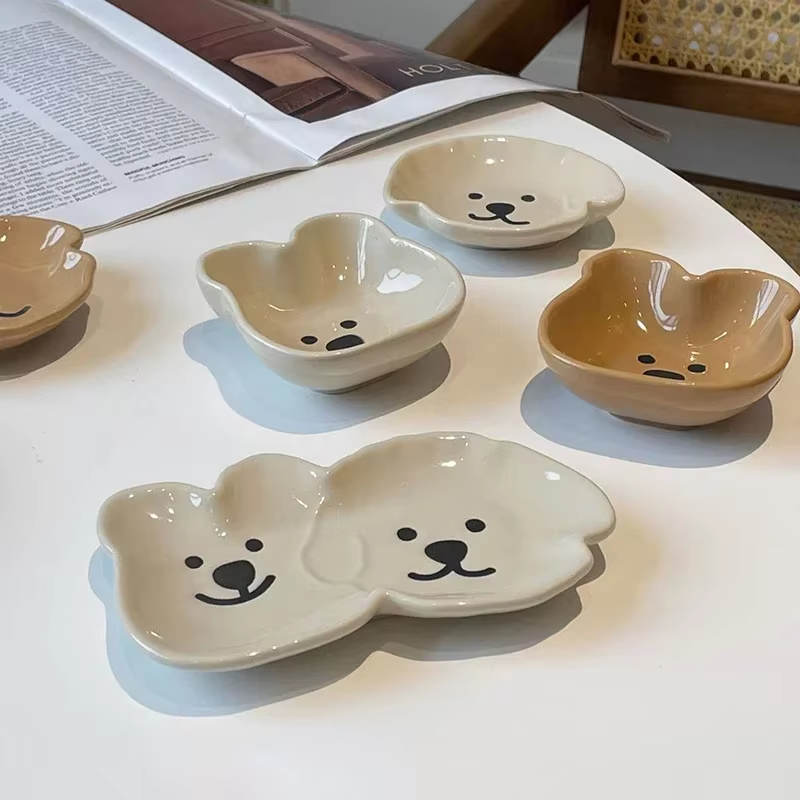 Assiette d'assaisonnement en céramique de dessin animé mignon