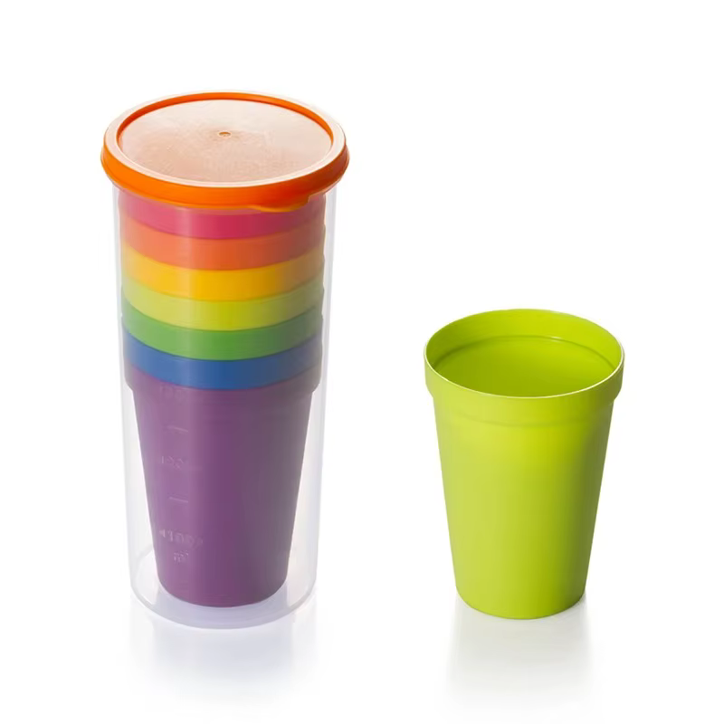 Lot de 14 gobelets en plastique arc-en-ciel réutilisables – Tasses à eau portables
