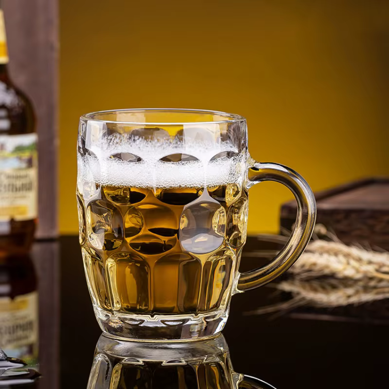 Verre à Bière Artisanal Classique Transparent avec Poignée
