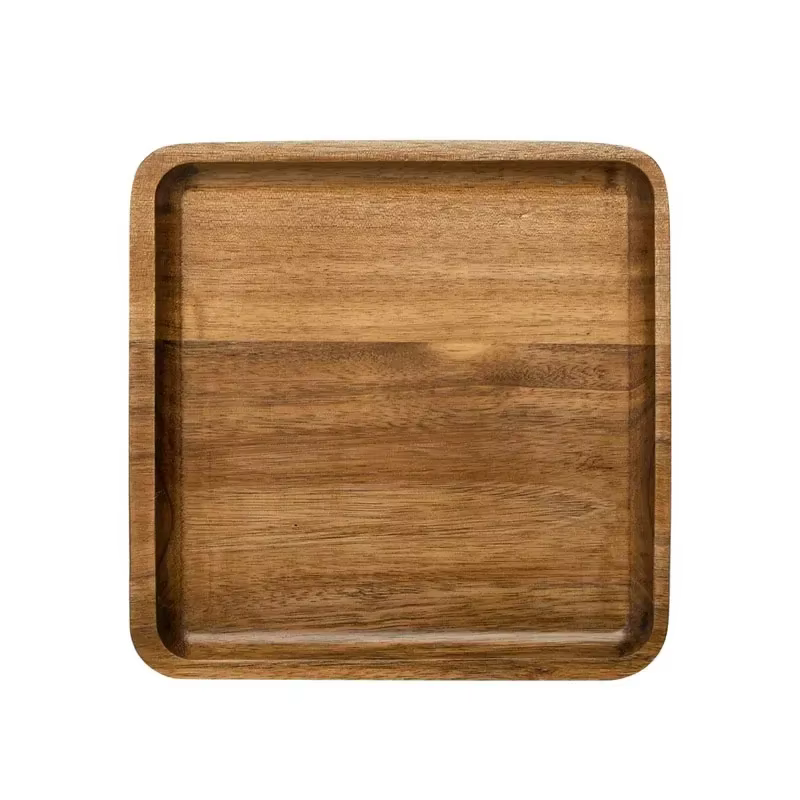 Assiette de service rectangulaire en bois de bambou